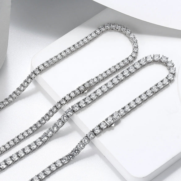Wholesale Clavicle Chain S925 Sterling Silver Tennis Chain With Zircon Electroplating