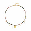Wholesale Clavicle Chain Set Natural Tourmaline And Stainless Steel Geometric Electroplated Hand Beaded For Women