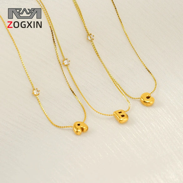 Wholesale Clavicle Chain 316L Stainless Steel And 316L Stainless Steel With English Letter Pendant Electroplating Style For Women