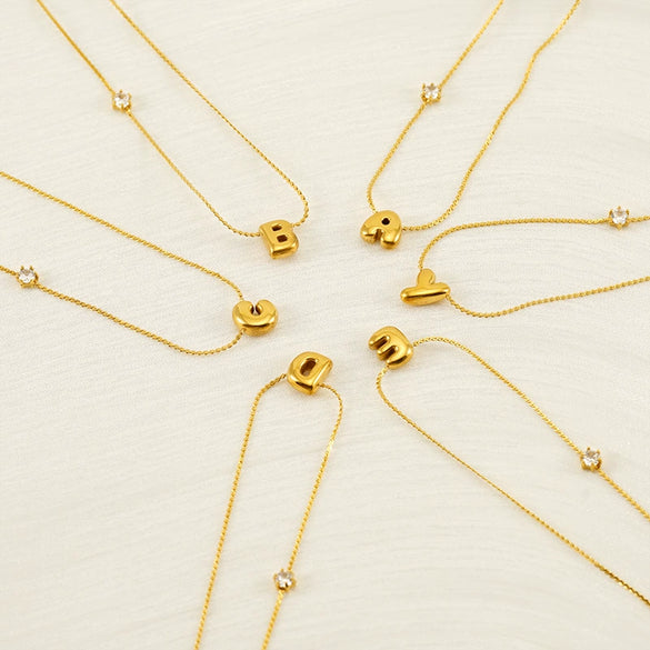Wholesale Clavicle Chain 316L Stainless Steel And 316L Stainless Steel With English Letter Pendant Electroplating Style For Women