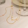 Wholesale Clavicle Chain Stainless Steel Double Layer Overlapped Diamond Sequin Tassel Necklace With Geometric Design And Electroplating