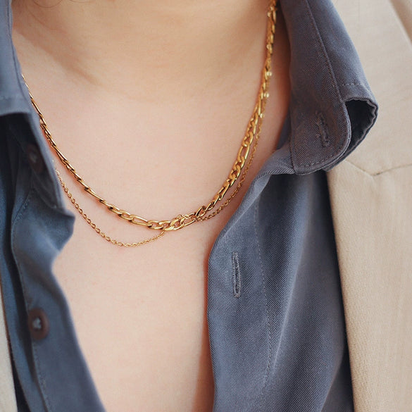 Wholesale Clavicle Chain Titanium Steel Geometric Electroplating Style