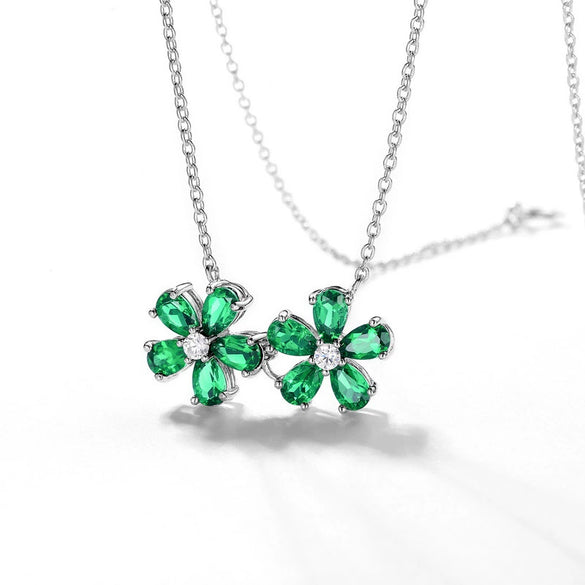 Wholesale Clavicle Chain Vintage Cultivation Emerald 925 Silver Geometric Pattern O Chain Necklace For Women