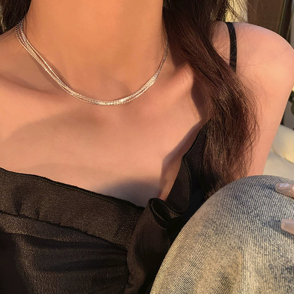 Wholesale Clavicle Chain Women's Copper Alloy Geometric Multilayer Necklace With Electroplating Treatment
