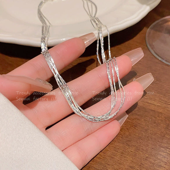 Wholesale Clavicle Chain Women's Copper Alloy Geometric Multilayer Necklace With Electroplating Treatment