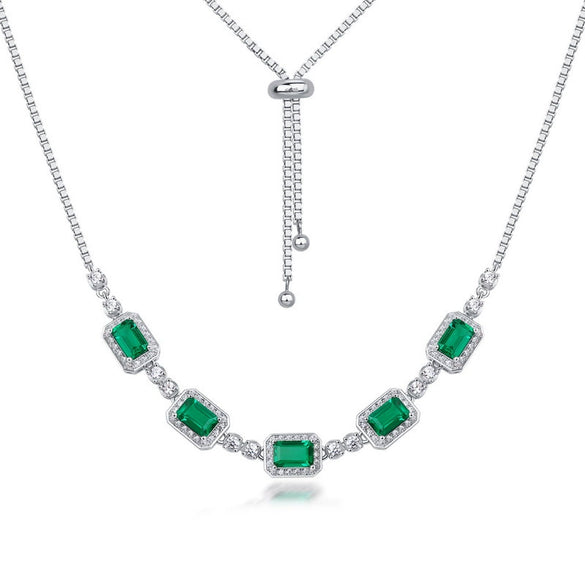 Wholesale Clavicle Chain Women's S925 Silver Inlaid Diamond Retro Geometric Style