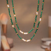 Wholesale Clavicle Necklace Handmade Beaded Malachite Natural Freshwater Pearl 316L Stainless Steel Geometric Electroplating Women's Accessories