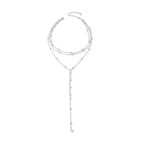 Wholesale Clavicle Necklace Imitation Pearl Copperclad Iron Geometric Electroplated