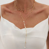 Wholesale Clavicle Necklace Imitation Pearl Copperclad Iron Geometric Electroplated