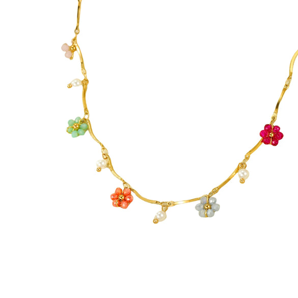 Wholesale Clavicle Necklace Stainless Steel Color Crystal Zircon Flower Electroplated Light Luxury Women's