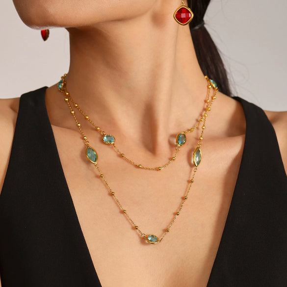 Wholesale Clavicle Necklace 316L Stainless Steel Geometric Electroplated For Women