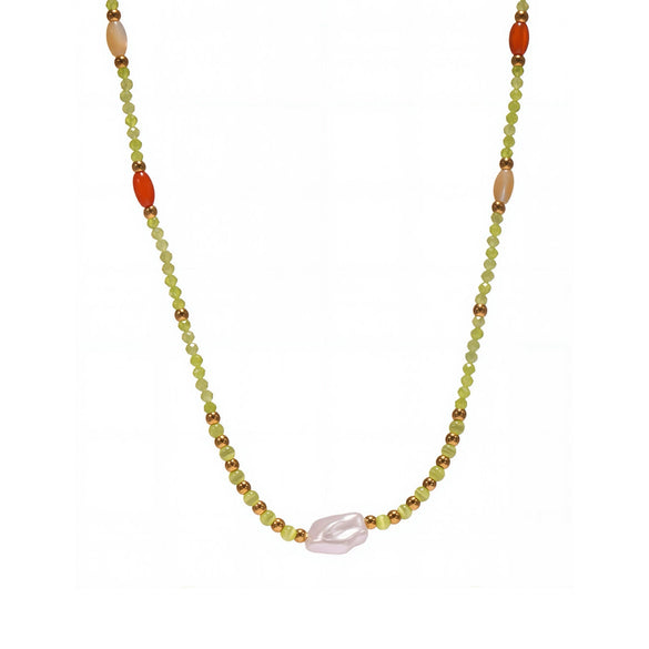 Wholesale Clavicle Necklace 316L Stainless Steel Geometric Electroplating Cat's Eye Stone Beaded For Women