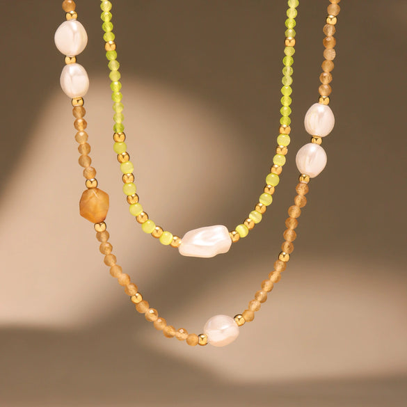 Wholesale Clavicle Necklace 316L Stainless Steel Geometric Electroplating Cat's Eye Stone Beaded For Women