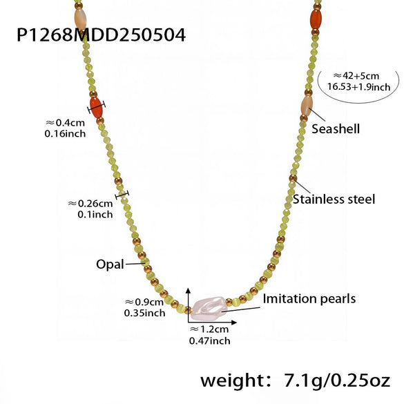 Wholesale Clavicle Necklace 316L Stainless Steel Geometric Electroplating Cat's Eye Stone Beaded For Women