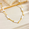 Wholesale Clavicle Necklace Stainless Steel Goldplated Pearl Oval Geometric Retro Light Luxury Style For Women