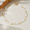 Wholesale Clavicle Necklace Stainless Steel Goldplated Pearl Oval Geometric Retro Light Luxury Style For Women