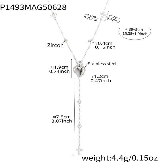 Wholesale Clavicle Necklace 316L Stainless Steel Heartshaped Electroplating For Women