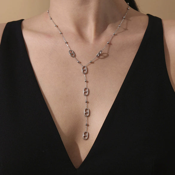Wholesale Clavicle Necklace 316L Stainless Steel Light Luxury Style Geometric Electroplating For Women