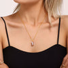 Wholesale Clavicle Necklace Stainless Steel Pvd Electroplated 18K Gold With Square Zircon In Geometric Style For Women