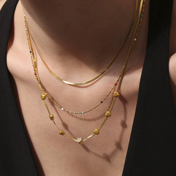 Wholesale Clavicle Necklace 316L Stainless Steel 316L Stainless Steel Highpolished Heart Geometric Light Luxury Electroplated Jewelry For Women