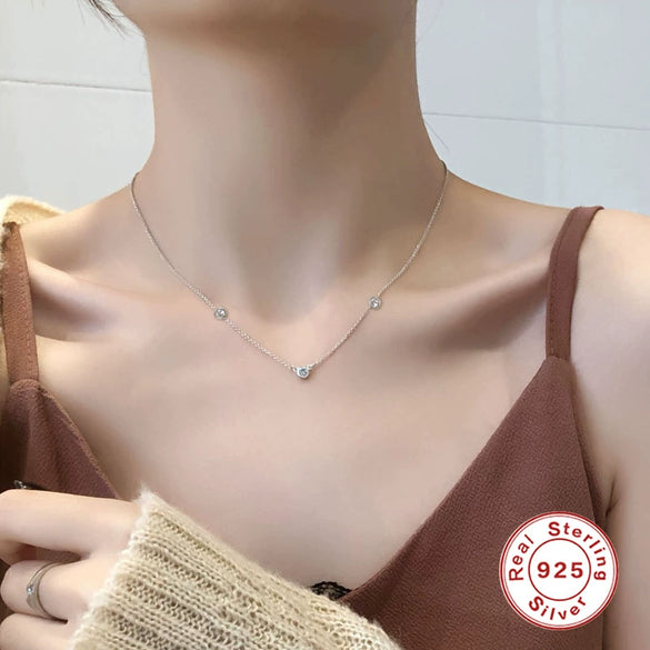 Wholesale Clavicle Necklace 925 Sterling Silver Geometric Electroplated Simple Style For Women