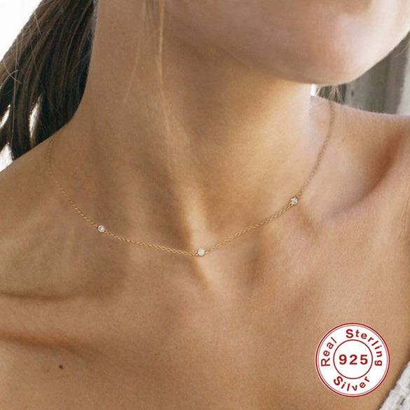 Wholesale Clavicle Necklace 925 Sterling Silver Geometric Electroplated Simple Style For Women