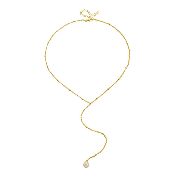 Wholesale Clavicle Necklace 925 Sterling Silver Natural Cultured Pearl Geometric Long Tassel Chain For Women