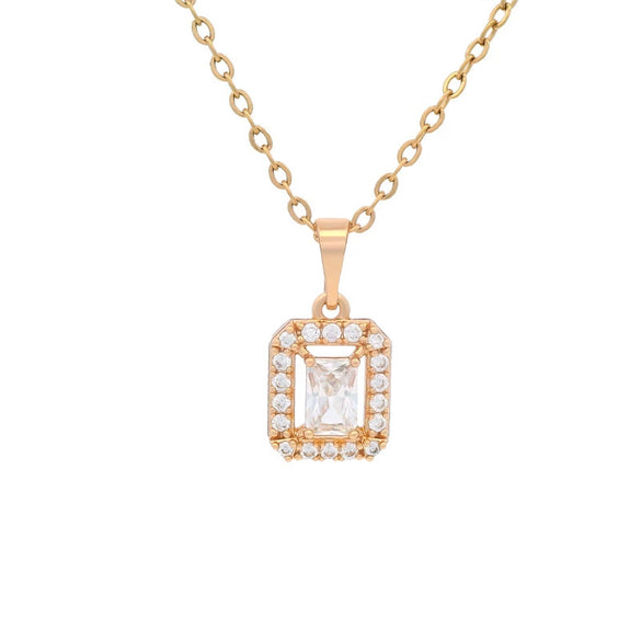 Wholesale Clavicle Necklace Synthetic Cubic Zirconia Stone Zinc Alloy Geometric Electroplated