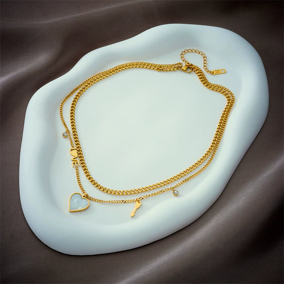 Wholesale Clavicle Necklace Titanium Steel Geometric Heart Electroplating For Women