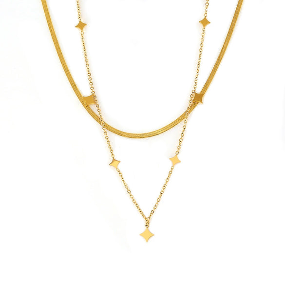 Wholesale Clavicle Necklace 316L Stainless Steel Geometric Star Electroplating Style For Women