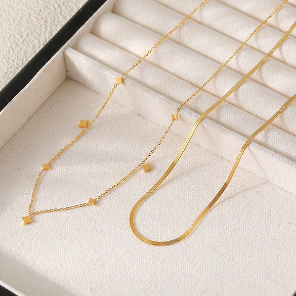 Wholesale Clavicle Necklace 316L Stainless Steel Geometric Star Electroplating Style For Women