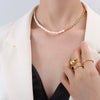 Wholesale Clavicle Necklace 316L Stainless Steel Natural Freshwater Pearl Geometric Light Luxury Electroplating