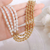 Wholesale Clavicle Necklace 316L Stainless Steel Natural Freshwater Pearl Geometric Light Luxury Electroplating