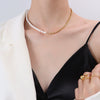 Wholesale Clavicle Necklace 316L Stainless Steel Natural Freshwater Pearl Geometric Light Luxury Electroplating