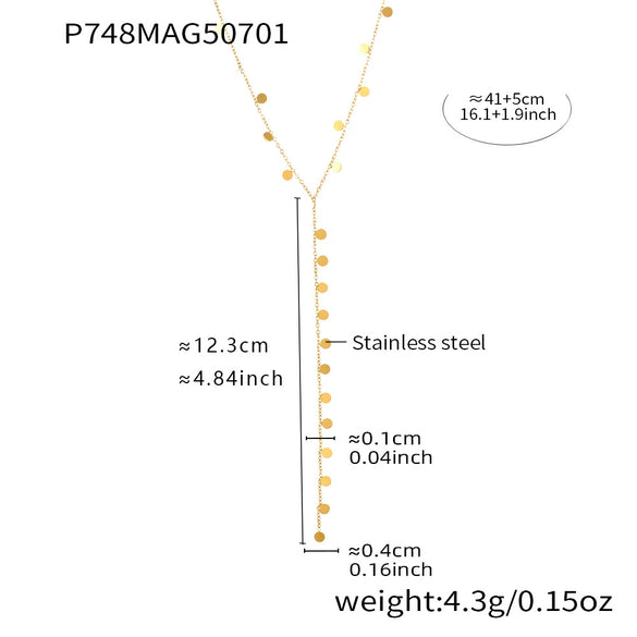 Wholesale Clavicle Necklace 316L Stainless Steel 316L Stainless Steel Geometric Electroplated Tassel Disc Yshaped Light Luxury Style For Women
