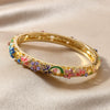 Wholesale Cloisonne Women's Opening Bracelet Palace Style Traditional Gold Plated Electroplated Inlay High Light Diamond Jewelry