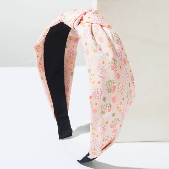 Wholesale Cloth Easter Egg Hair Hoop With Bunny Print And Diamond Design For Women