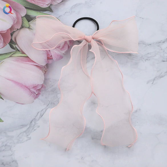 Wholesale Cloth Handmade Bow Ribbon Hair Ring Women's Hair Accessories