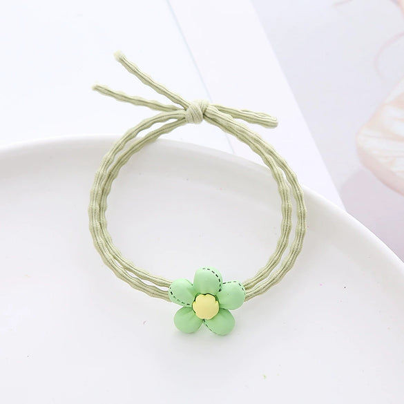 Wholesale Cloth Handmade Fresh Cute Style Flower Hair Rope High Elastic Girl Hair Band