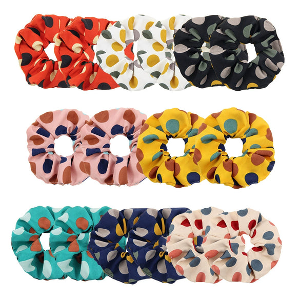 Wholesale Cloth Handmade Geometric Natural Style Big Round Point Large Intestine Ring Hair Ring For Girls