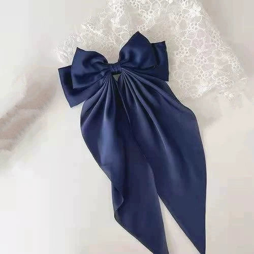 Wholesale Cloth Handmade Retro Ribbon Bow Spring Clip Hairpin For Women