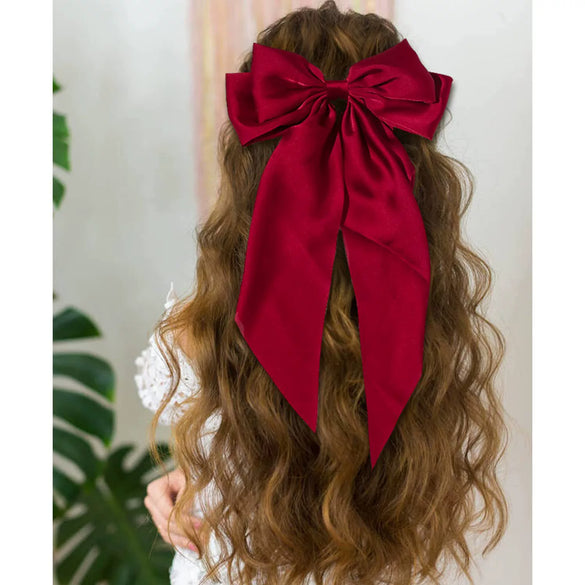 Wholesale Cloth Handmade Retro Ribbon Bow Spring Clip Hairpin For Women