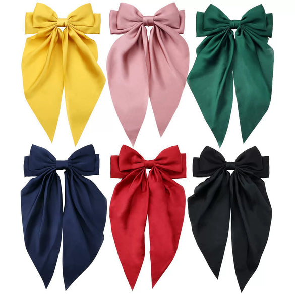Wholesale Cloth Handmade Retro Ribbon Bow Spring Clip Hairpin For Women