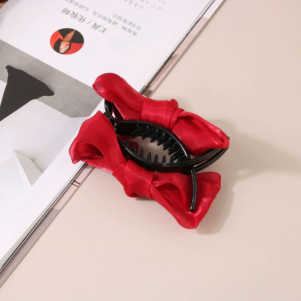 Wholesale Cloth Handmade Women's Mesh Bowknot Horsetail Clamp Hair Accessory