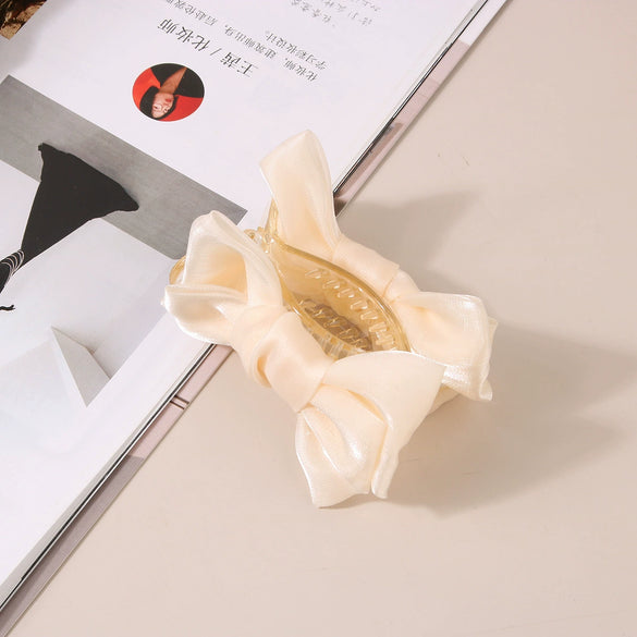 Wholesale Cloth Handmade Women's Mesh Bowknot Horsetail Clamp Hair Accessory