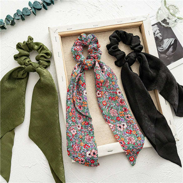 Wholesale Cloth Headwear Women's Hair Tie Ponytail Long Streamer Large Intestine Circle Floral Seiko Design