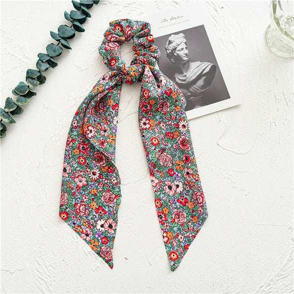 Wholesale Cloth Headwear Women's Hair Tie Ponytail Long Streamer Large Intestine Circle Floral Seiko Design