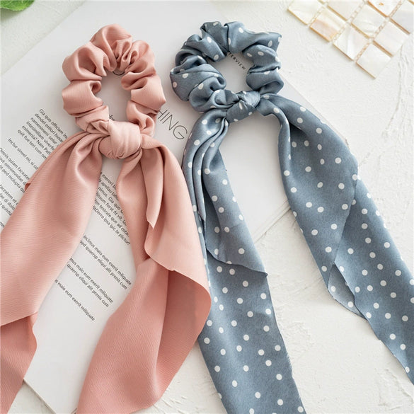 Wholesale Cloth Headwear Women's Hair Tie Ponytail Long Streamer Large Intestine Circle Floral Seiko Design