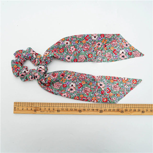 Wholesale Cloth Headwear Women's Hair Tie Ponytail Long Streamer Large Intestine Circle Floral Seiko Design