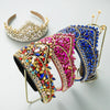 Wholesale Cloth Heavy Craft Diamond Headband Retro Exaggerated Crown Shaped Light Luxury Style Women's Hair Accessories